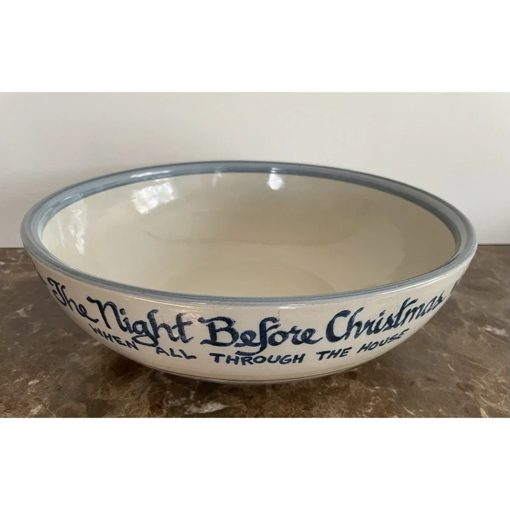 Louisville Stoneware The Night Before Christmas Large Serving Bowl Holiday 12.5‎